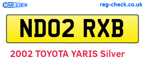 ND02RXB are the vehicle registration plates.