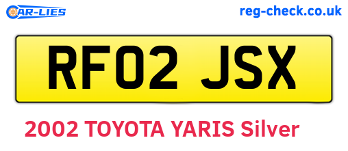 RF02JSX are the vehicle registration plates.