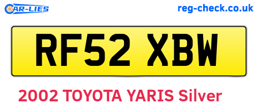 RF52XBW are the vehicle registration plates.