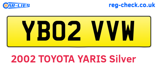 YB02VVW are the vehicle registration plates.