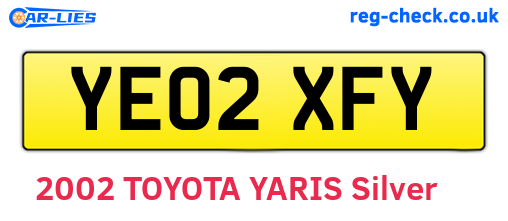 YE02XFY are the vehicle registration plates.