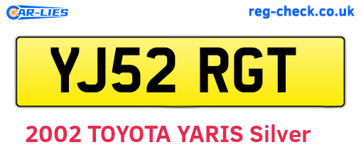 YJ52RGT are the vehicle registration plates.