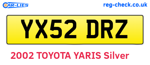 YX52DRZ are the vehicle registration plates.