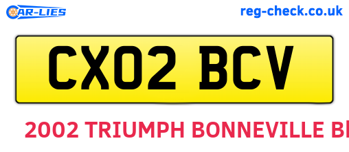 CX02BCV are the vehicle registration plates.