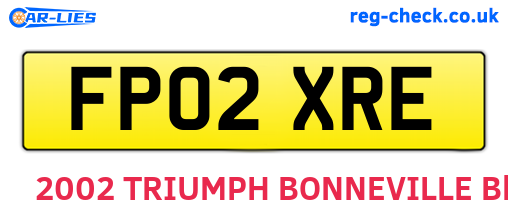 FP02XRE are the vehicle registration plates.