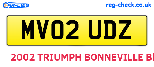 MV02UDZ are the vehicle registration plates.