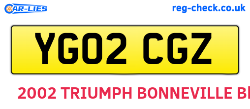YG02CGZ are the vehicle registration plates.