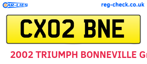 CX02BNE are the vehicle registration plates.