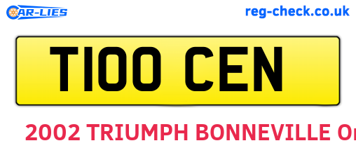 T100CEN are the vehicle registration plates.