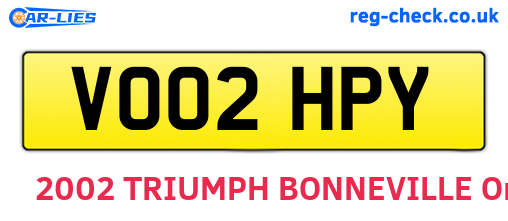VO02HPY are the vehicle registration plates.