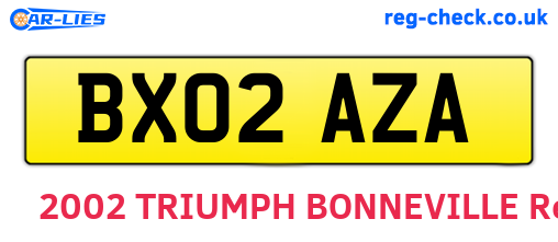 BX02AZA are the vehicle registration plates.