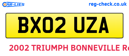 BX02UZA are the vehicle registration plates.