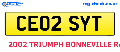 CE02SYT are the vehicle registration plates.