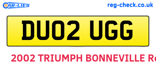 DU02UGG are the vehicle registration plates.