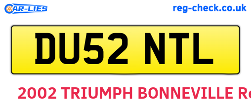 DU52NTL are the vehicle registration plates.