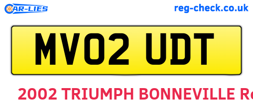 MV02UDT are the vehicle registration plates.