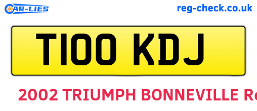 T100KDJ are the vehicle registration plates.