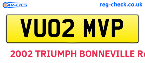 VU02MVP are the vehicle registration plates.