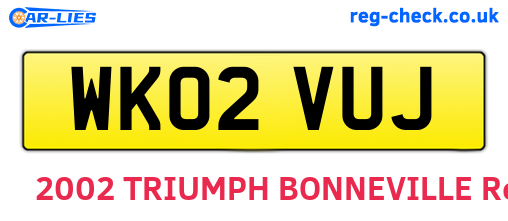 WK02VUJ are the vehicle registration plates.