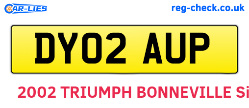 DY02AUP are the vehicle registration plates.