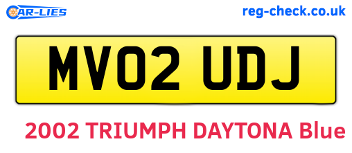MV02UDJ are the vehicle registration plates.