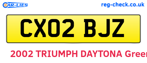 CX02BJZ are the vehicle registration plates.