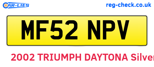 MF52NPV are the vehicle registration plates.
