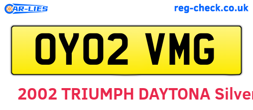 OY02VMG are the vehicle registration plates.