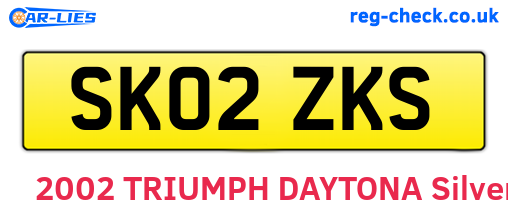 SK02ZKS are the vehicle registration plates.