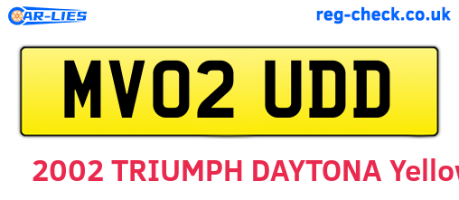 MV02UDD are the vehicle registration plates.