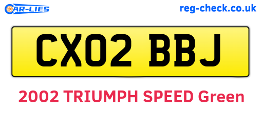 CX02BBJ are the vehicle registration plates.