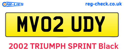 MV02UDY are the vehicle registration plates.