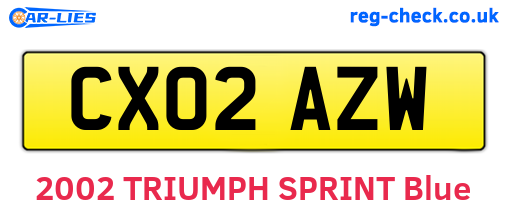 CX02AZW are the vehicle registration plates.