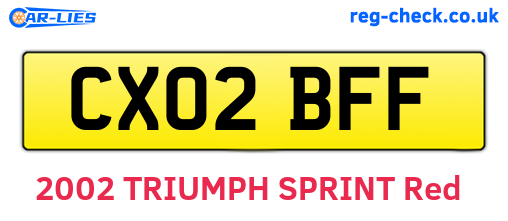 CX02BFF are the vehicle registration plates.