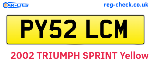 PY52LCM are the vehicle registration plates.