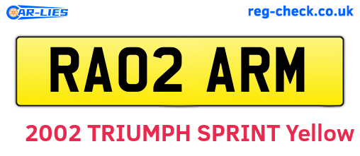 RA02ARM are the vehicle registration plates.