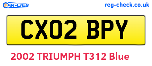 CX02BPY are the vehicle registration plates.