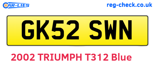 GK52SWN are the vehicle registration plates.