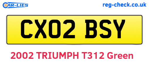 CX02BSY are the vehicle registration plates.