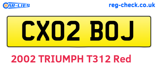 CX02BOJ are the vehicle registration plates.