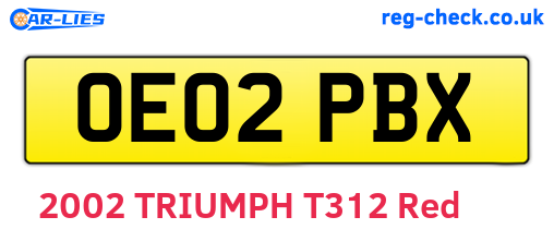 OE02PBX are the vehicle registration plates.
