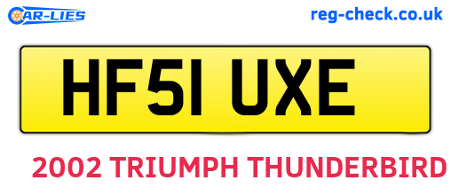 HF51UXE are the vehicle registration plates.