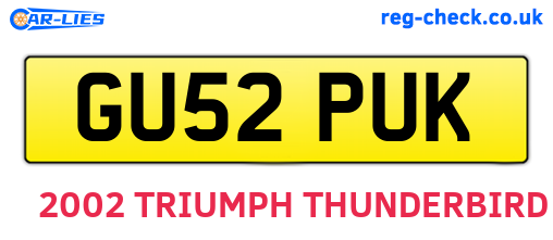 GU52PUK are the vehicle registration plates.