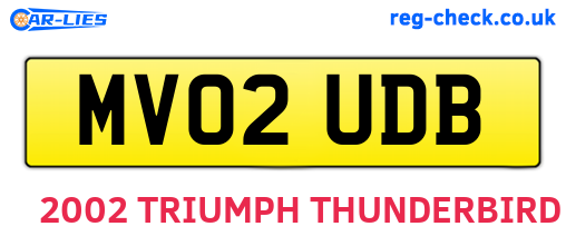 MV02UDB are the vehicle registration plates.