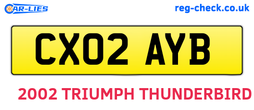 CX02AYB are the vehicle registration plates.