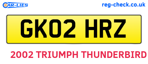 GK02HRZ are the vehicle registration plates.