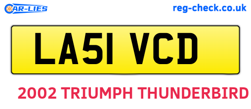 LA51VCD are the vehicle registration plates.