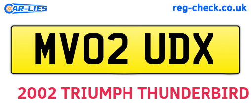 MV02UDX are the vehicle registration plates.