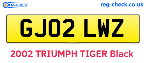 GJ02LWZ are the vehicle registration plates.