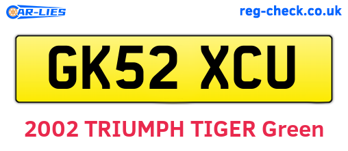 GK52XCU are the vehicle registration plates.